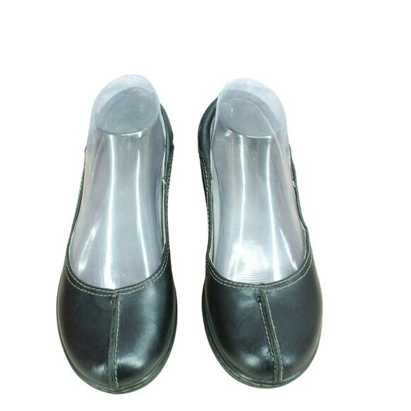 LL Bean Black Leather Slip On Split Toe Casual Wedge Loafer Shoes Size 6.5 M - Picture 5 of 9